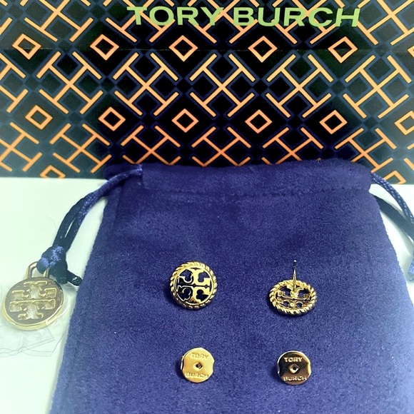 Tory Burch Rope Logo stud earrings NWT - Picture 4 of 5